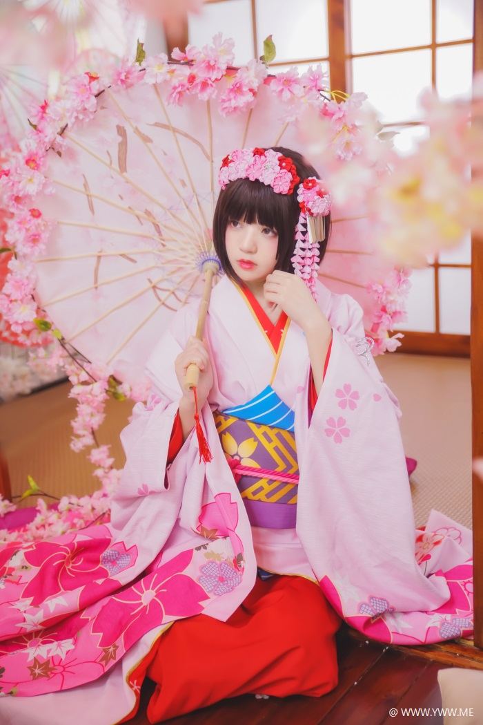 萝莉风COS 桜桃喵 – 加藤惠系列之和服-像素点
