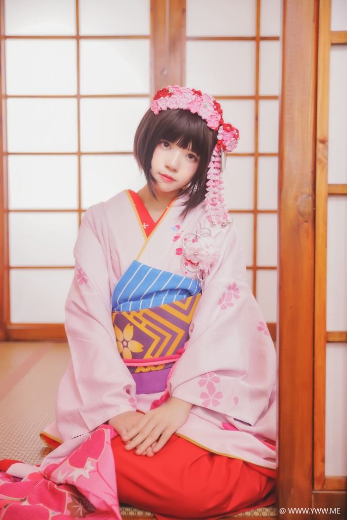 萝莉风COS 桜桃喵 – 加藤惠系列之和服-像素点