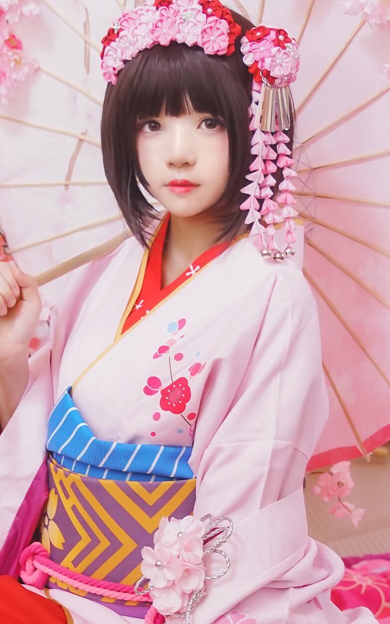 萝莉风COS 桜桃喵 – 加藤惠系列之和服