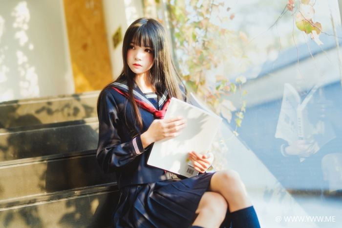 萝莉风COS 桜桃喵 – 黑色水手服-像素点
