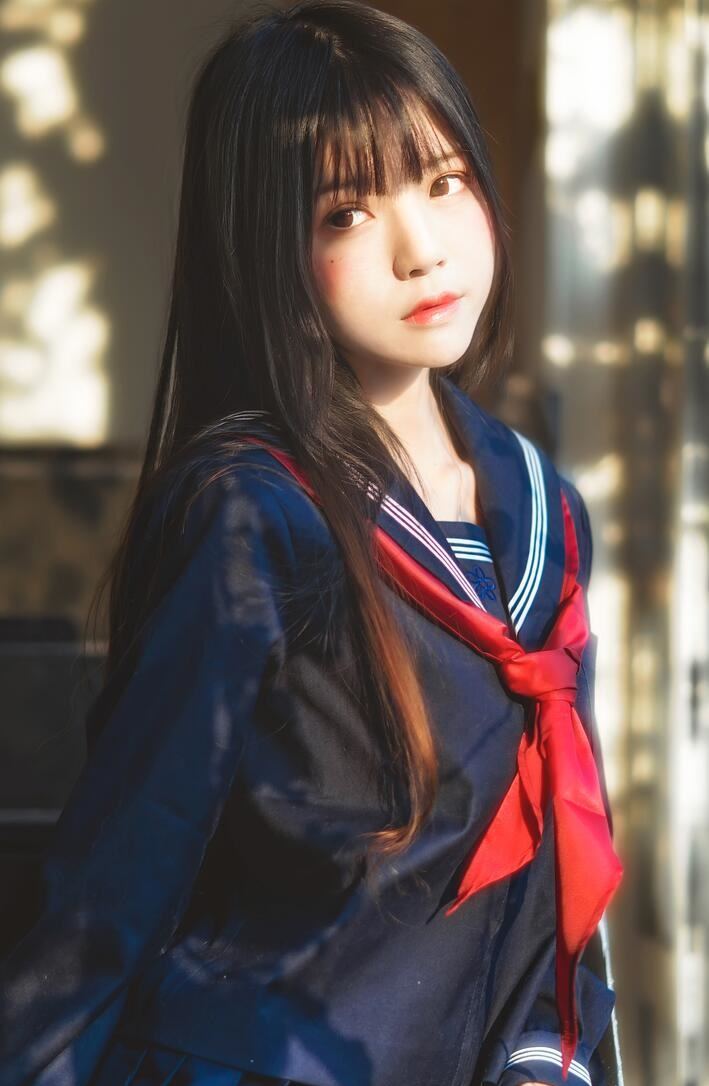 萝莉风COS 桜桃喵 – 黑色水手服