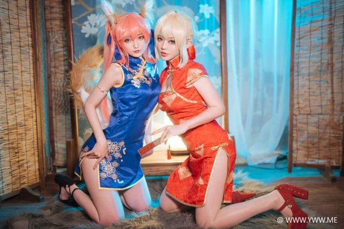 知名COS小姐姐@铁板烧鬼舞w – 玉藻前旗袍归档-像素点