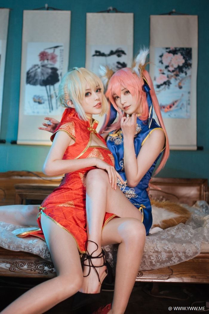 知名COS小姐姐@铁板烧鬼舞w – 玉藻前旗袍归档-像素点