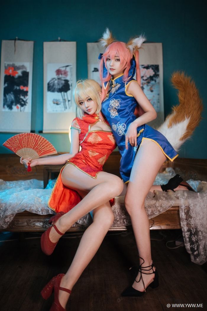 知名COS小姐姐@铁板烧鬼舞w – 玉藻前旗袍归档-像素点