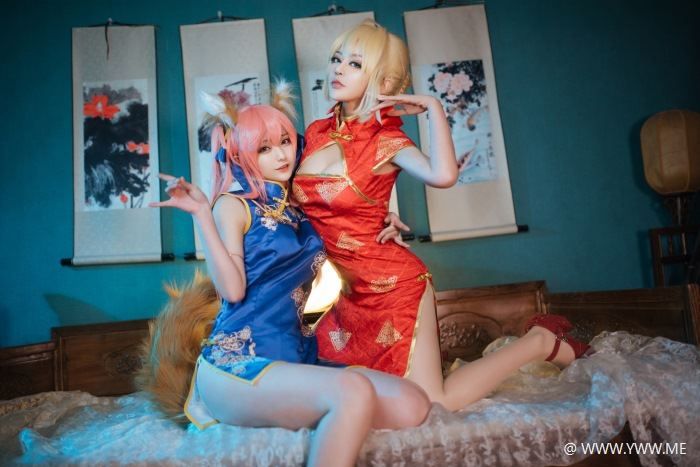 知名COS小姐姐@铁板烧鬼舞w – 玉藻前旗袍归档-像素点