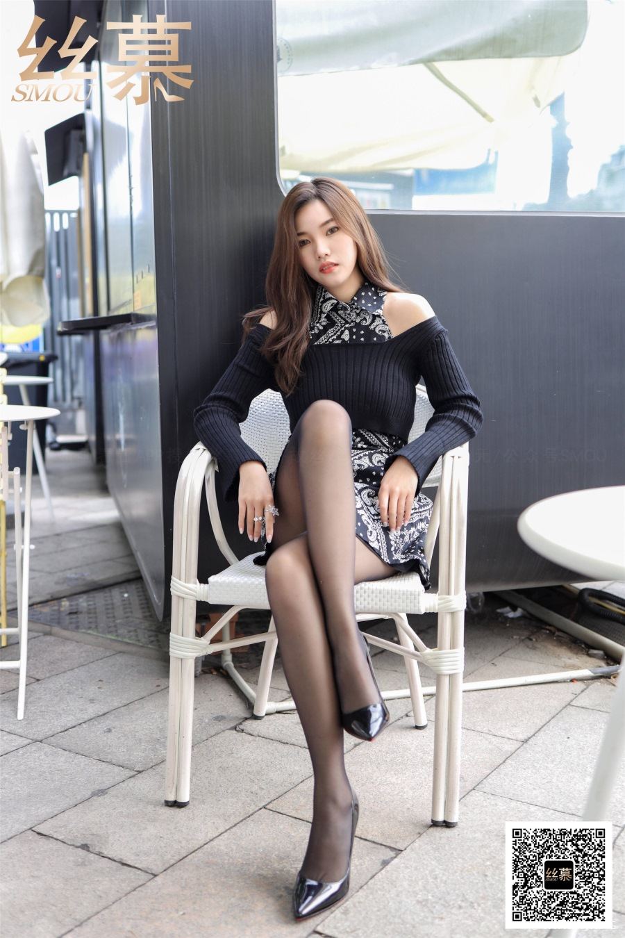 丝慕写真 SM403 天天一元 模特:文欣《街拍黑丝美人》-像素点