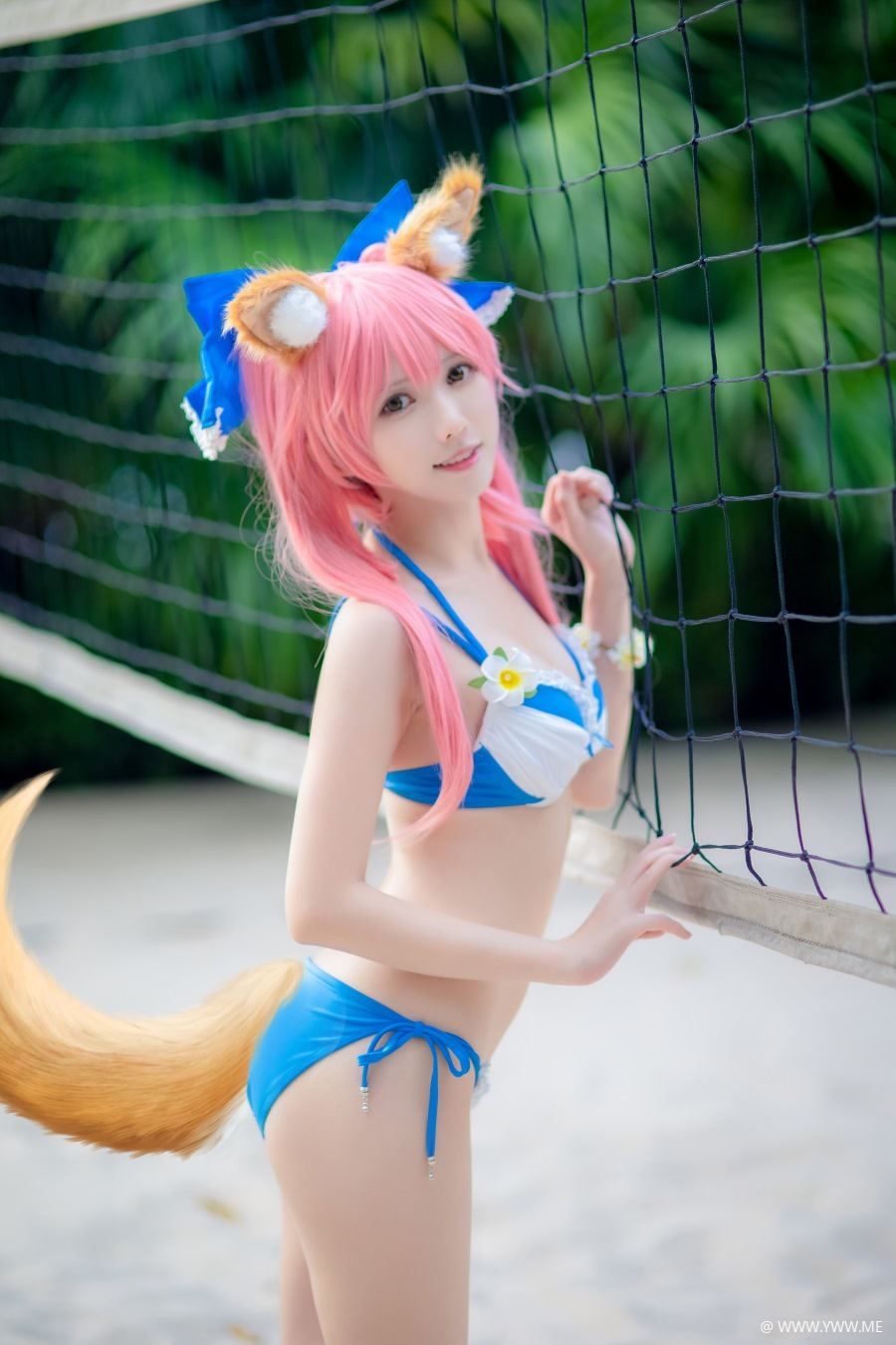 超人气Coser鳗鱼霏儿 – 玉藻前 泳装-像素点