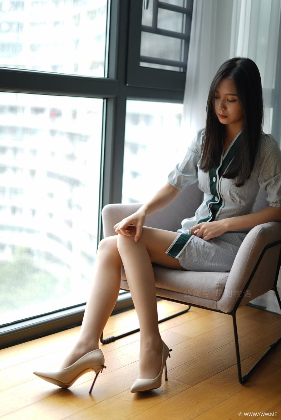萌甜物语 XM112《竖纹衬衫裙-小苏》-像素点