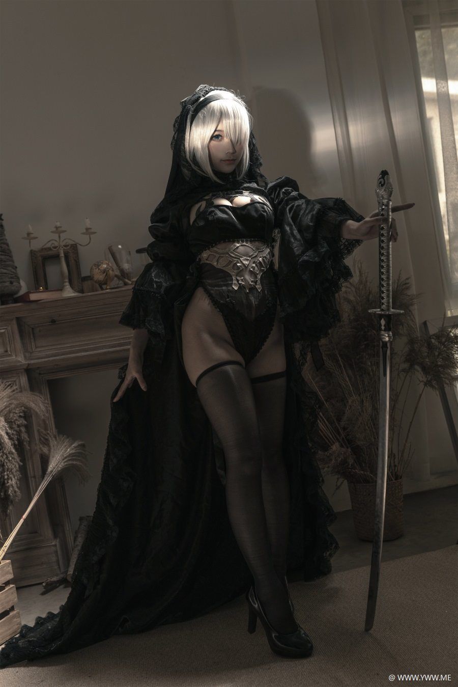 知名Coser@蠢沫沫 尼尔纪元 黑花嫁-像素点