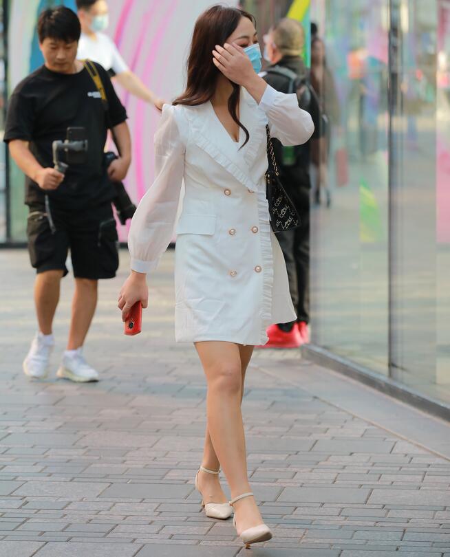 四九城嘎子街拍作品 – 白裙高跟小姐姐 写真