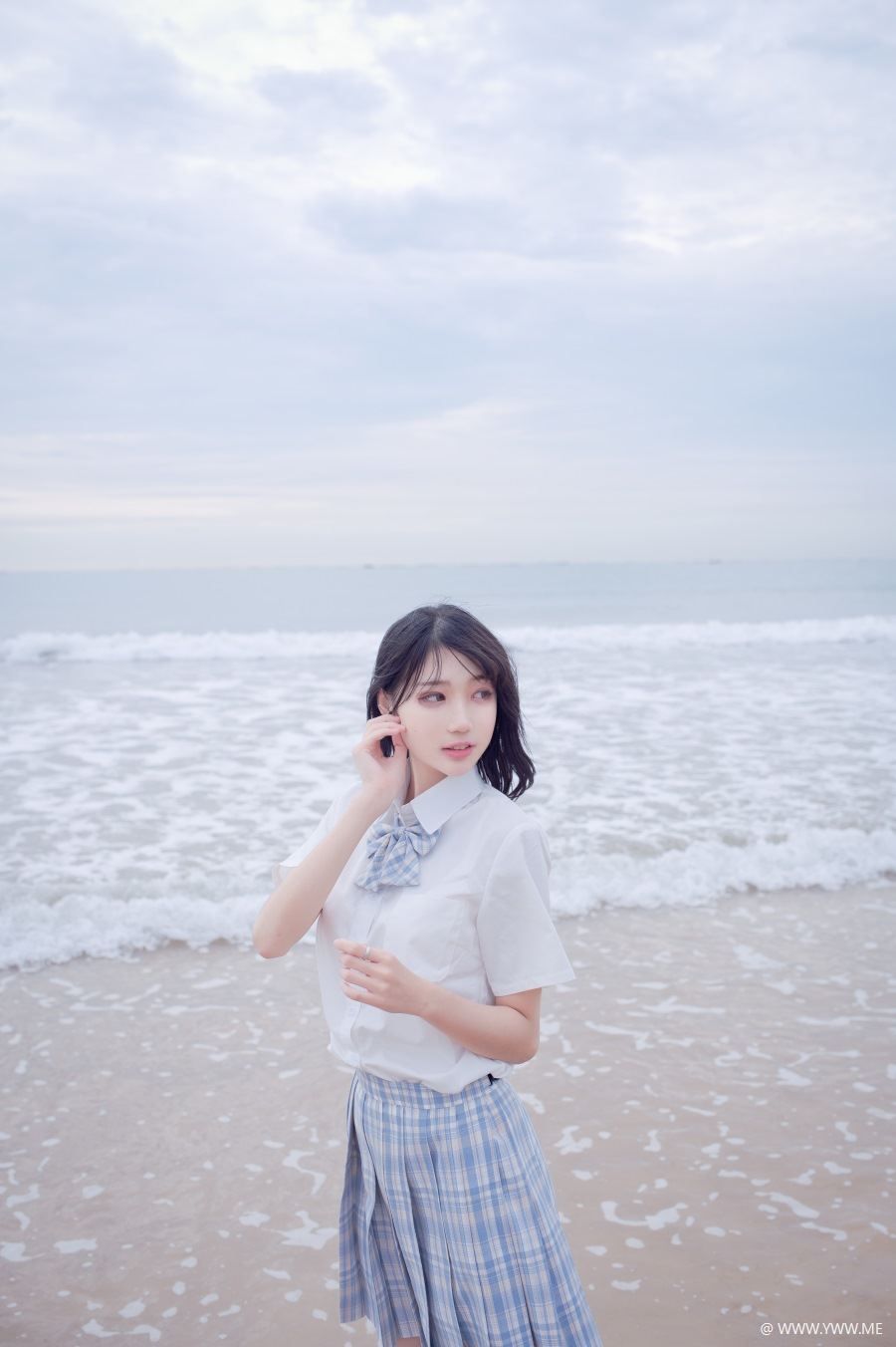 微博小姐姐 @周叽是可爱兔兔 海边jk-像素点