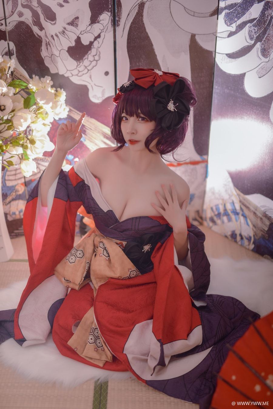 COS主播小姐姐@二佐Nisa 葛饰北斋二破cos-像素点
