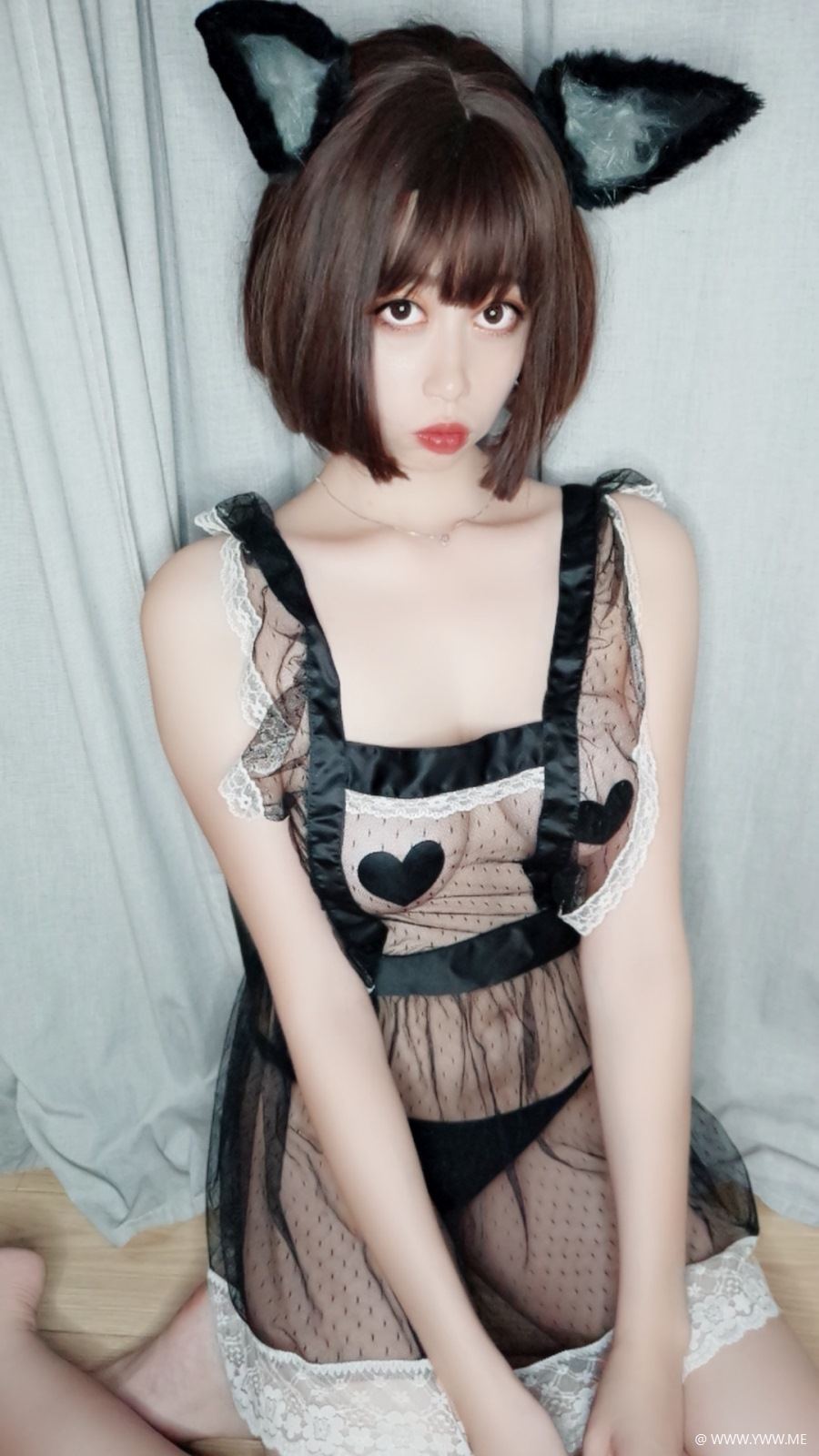 奈汐酱nice – 自撮り Vol.003 猫耳透明睡衣-像素点