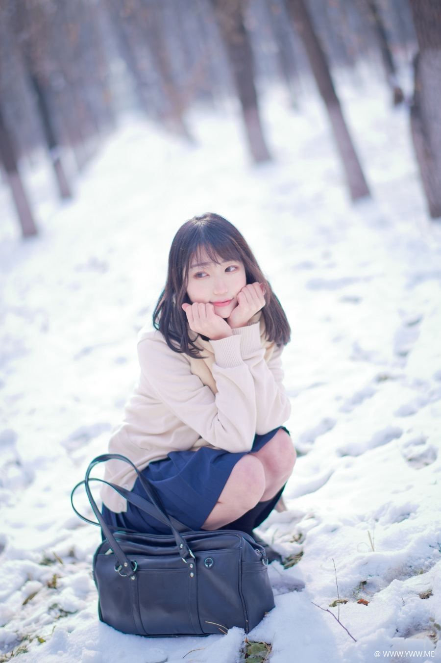 微博小姐姐 @周叽是可爱兔兔 雪景jk-像素点