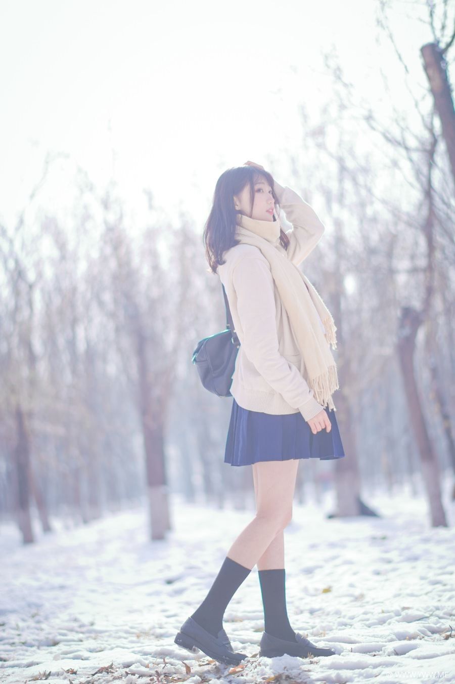 微博小姐姐 @周叽是可爱兔兔 雪景jk-像素点