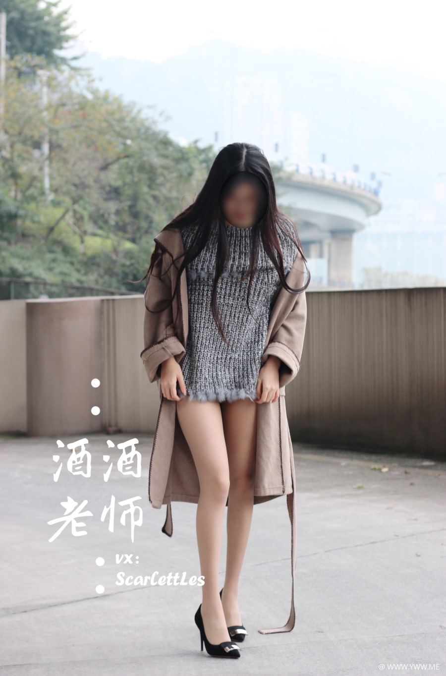 酒酒老师 015 停车场里的超短裙+海外版-像素点
