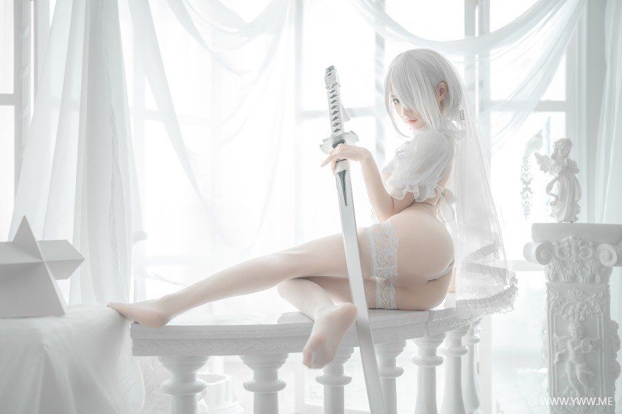 知名Coser@蠢沫沫 2B 白婚纱-像素点