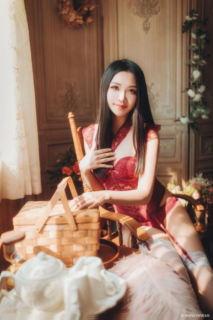 源纱希喵喵喵 – 红色内衣 晨风-像素点