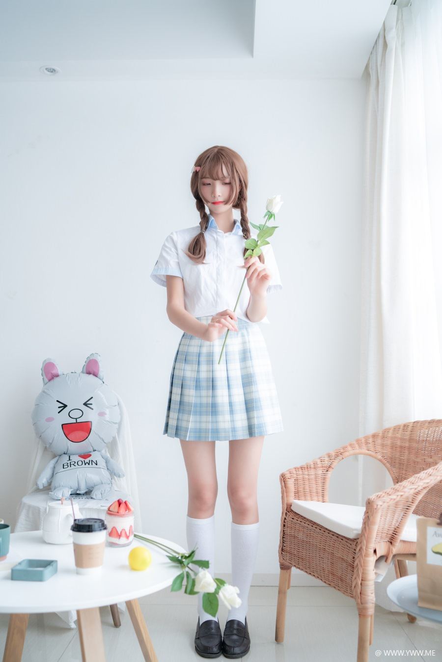 西瓜少女 – 民宿私房淡蓝JK-像素点