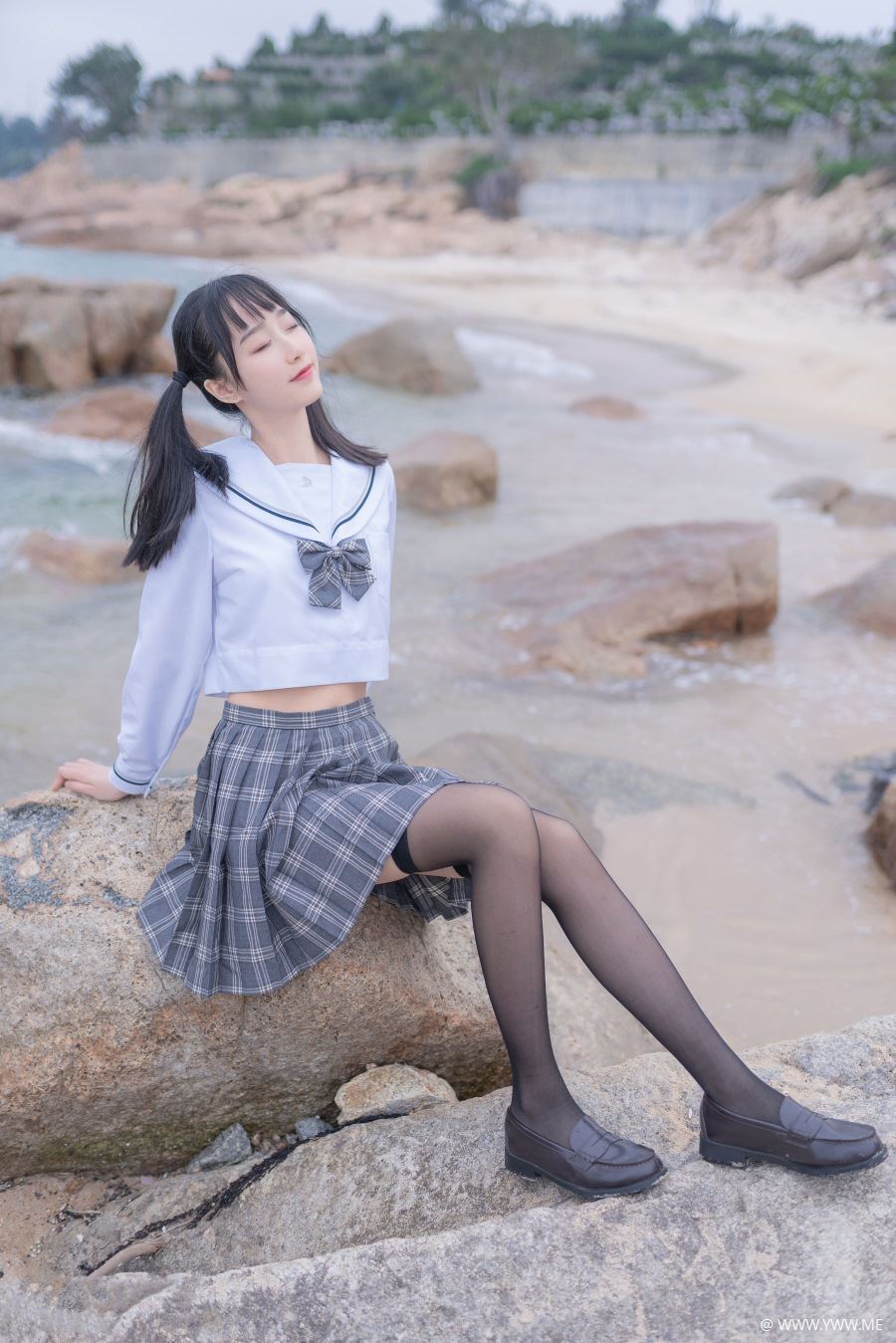 萌系小姐姐木绵绵OwO – 海边JK-像素点