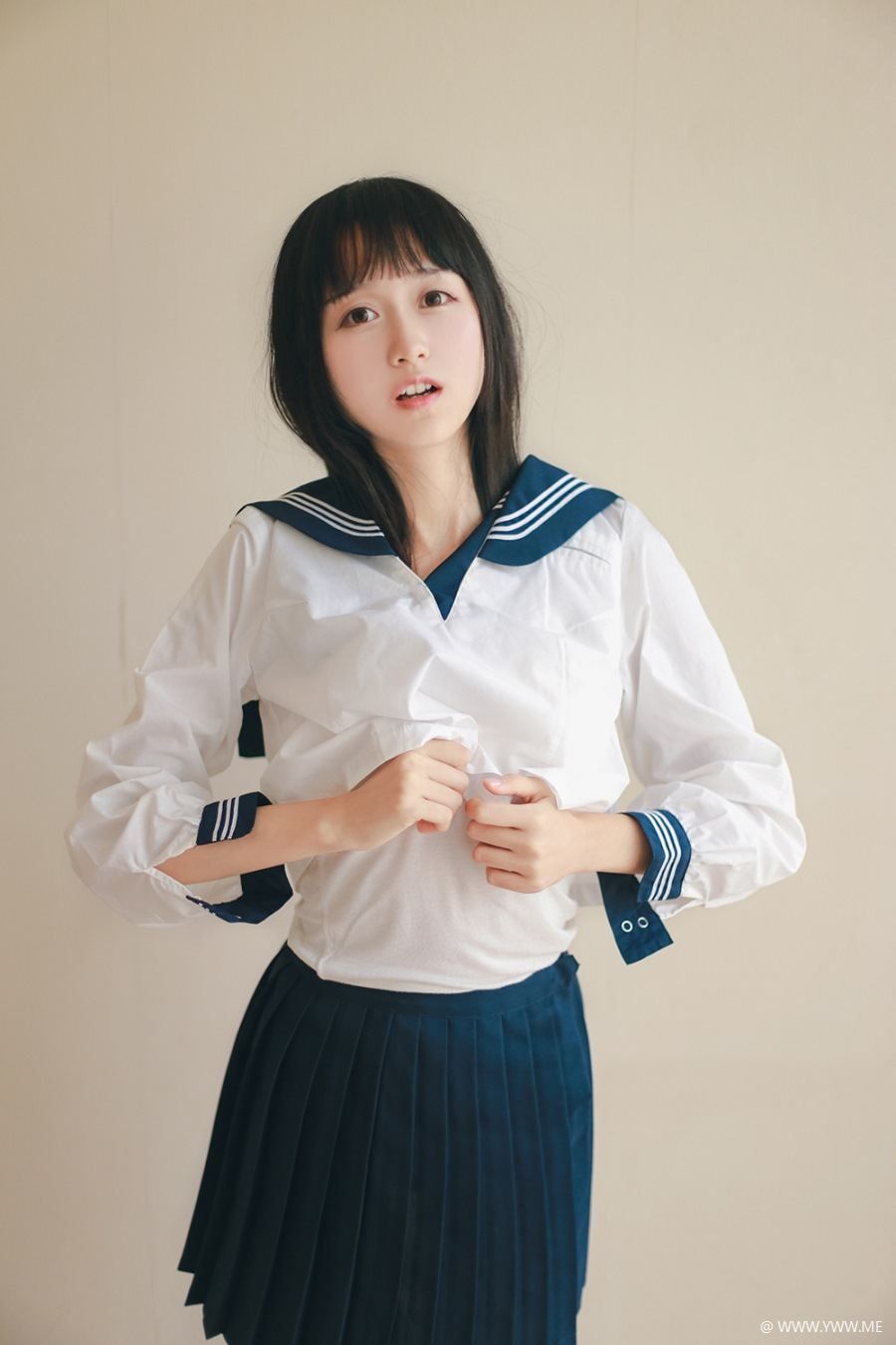 萌系小姐姐木绵绵OwO – 水手服COS大图-像素点