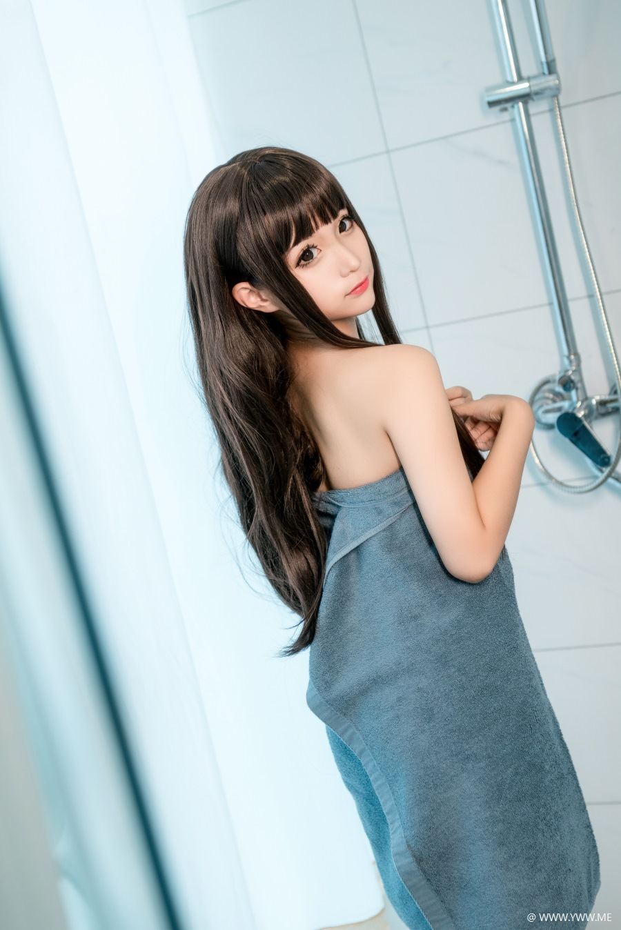 知名Coser@蠢沫沫 沫沫真爱版 灰浴巾-像素点