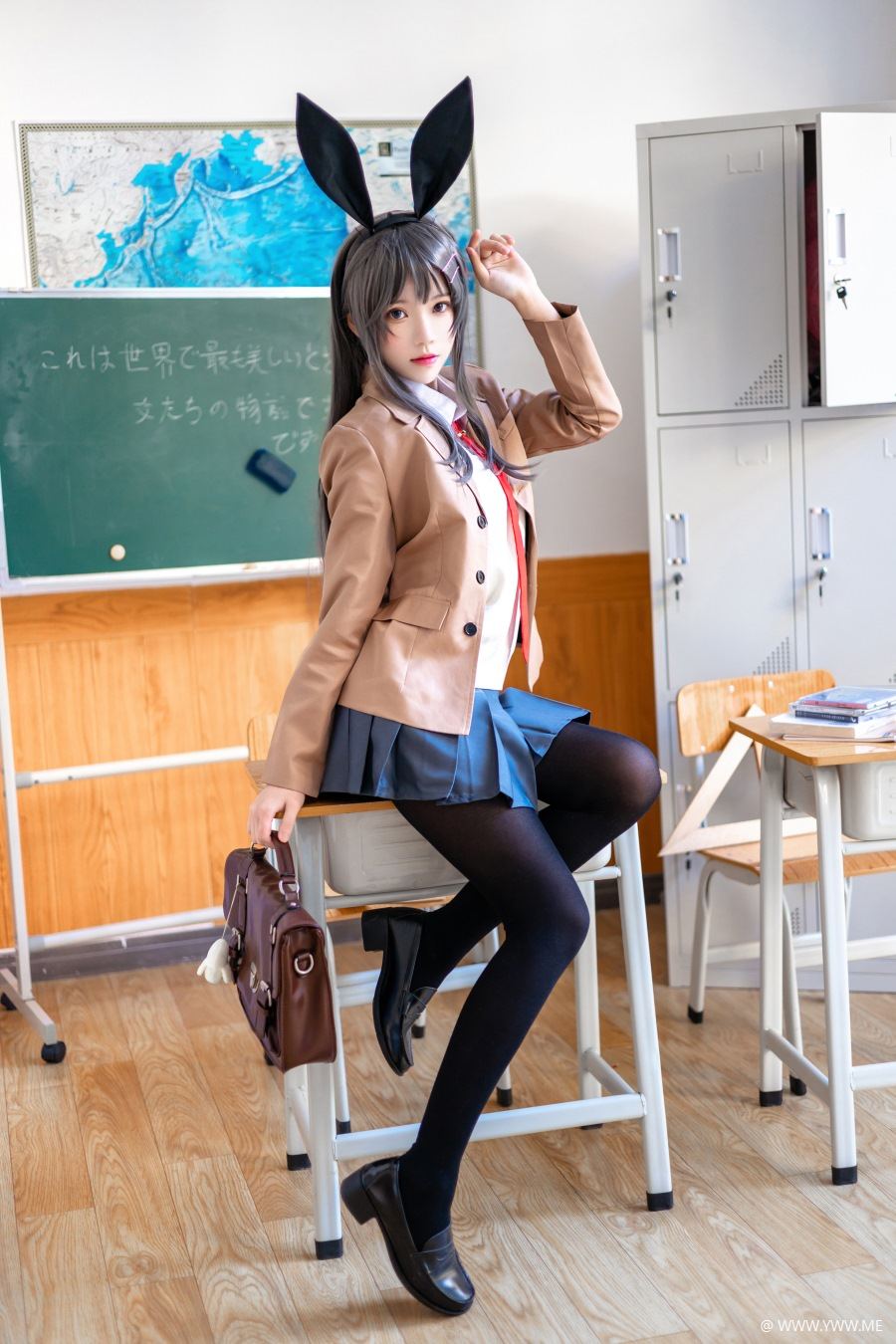 萝莉风COS 桜桃喵 – 麻衣制服-像素点