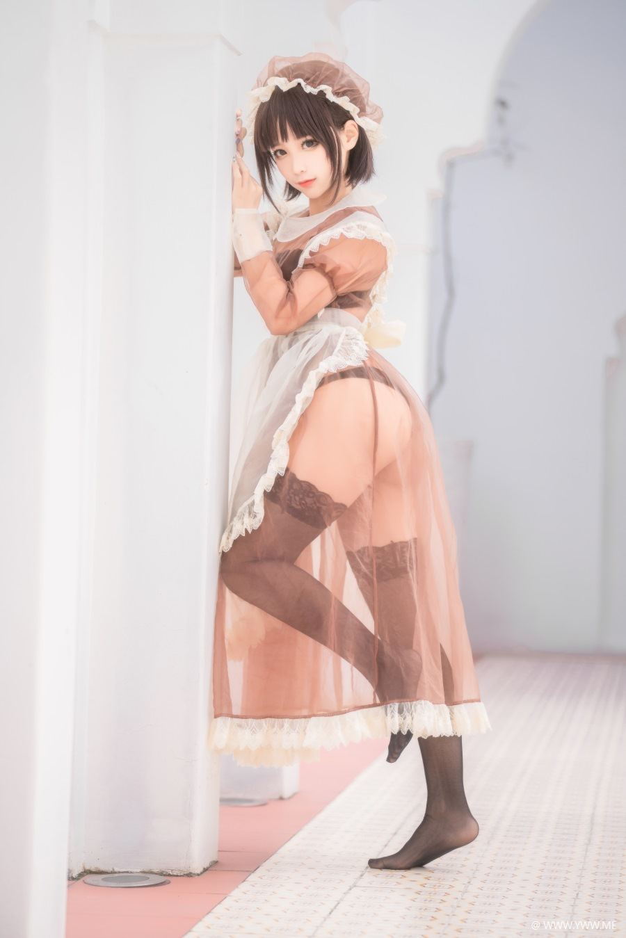 知名Coser@蠢沫沫 沫沫真爱版 纱-室外女仆-像素点
