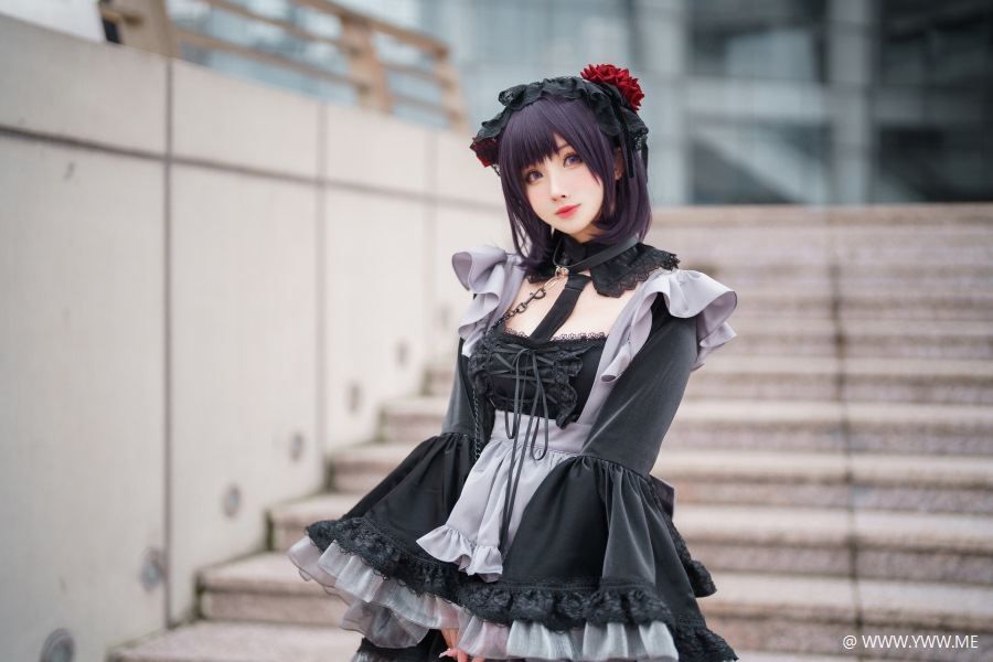 知名动漫Coser@rioko凉凉子 更衣人偶坠入爱河 喜多川海梦cos黑江雫女仆装(漫展+game)-像素点