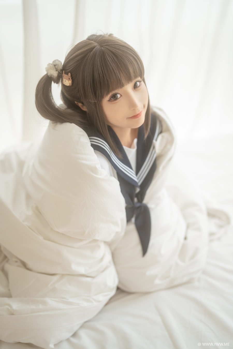 知名Coser@蠢沫沫 被窝JK-像素点