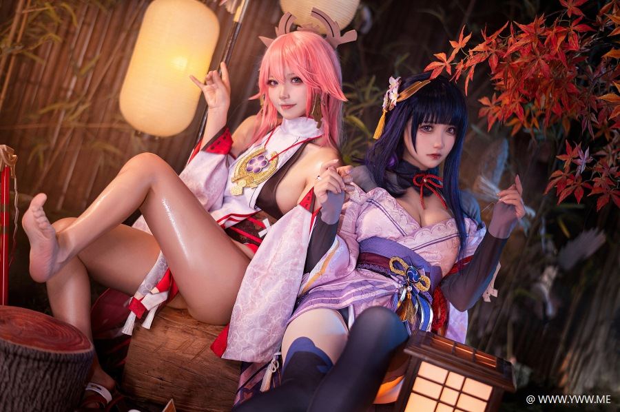 伊喵君 – 《原神 鸣神双人》 八重&雷神 双倍快乐(&桃景三酪)-像素点