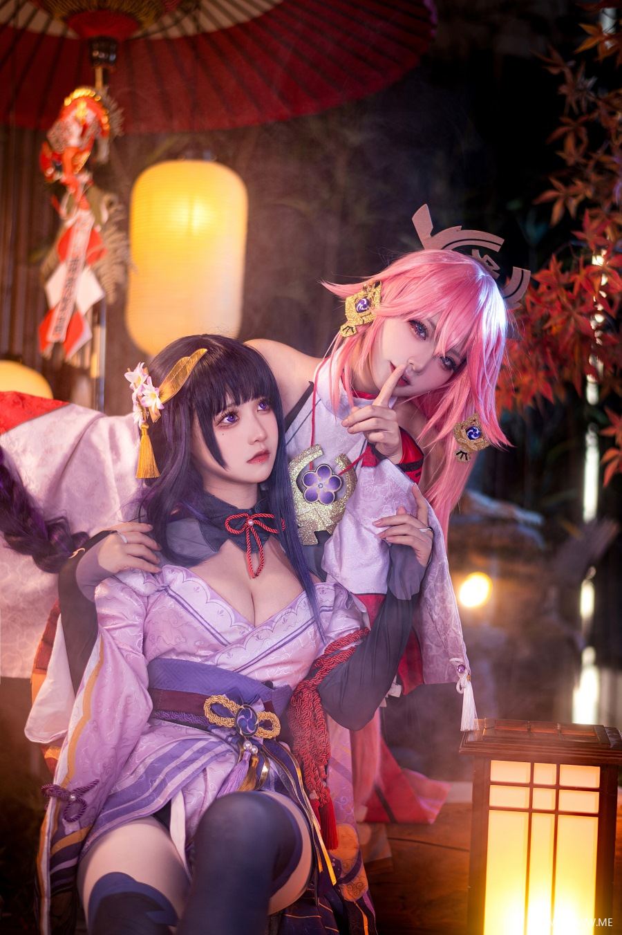 伊喵君 – 《原神 鸣神双人》 八重&雷神 双倍快乐(&桃景三酪)-像素点