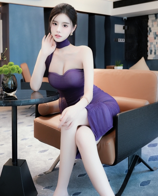 晚苏susu – 内购无水印 NO.9029 紫色礼裙